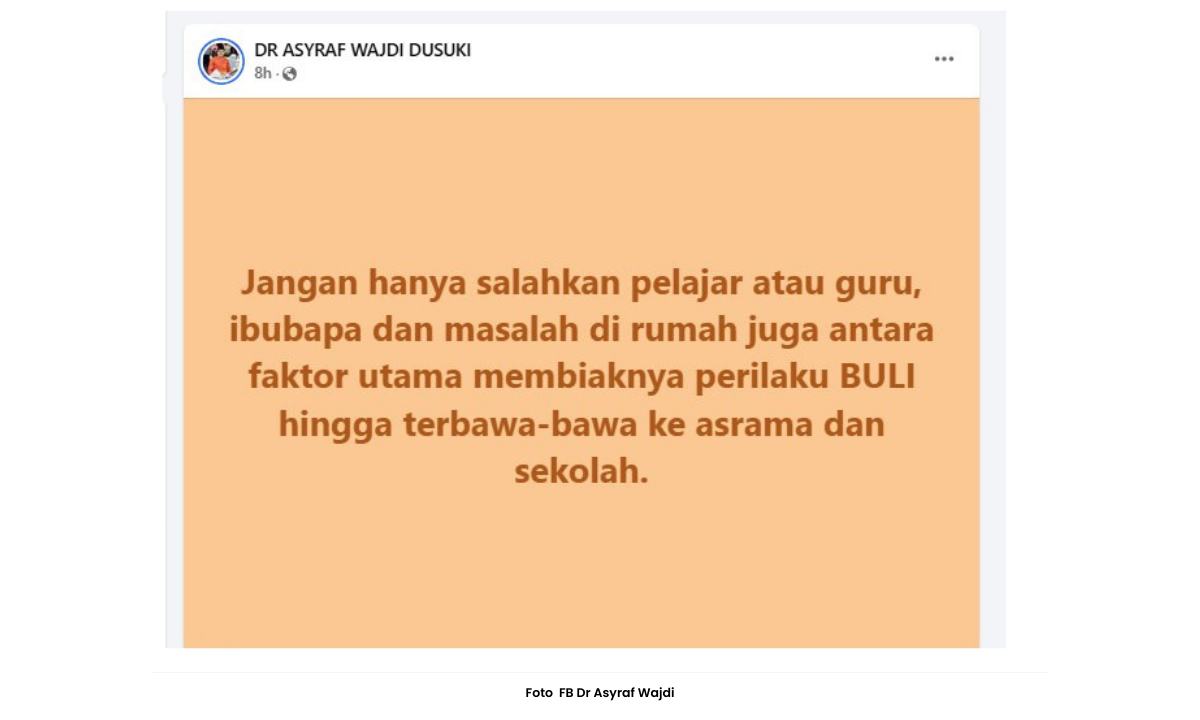 IBU BAPA, MASALAH DI RUMAH TURUT SUMBANG KES BULI – ASYRAF WAJDI