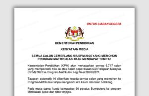 KPM TAWAR PROGRAM MATRIKULASI KEPADA SEMUA CALON 10A SPM