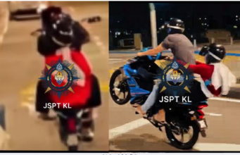 AKSI ‘WHEELIE’ TULAR: DUA LAGI PENUNGGANG, DUA PEMBONCENG REMAJA DITAHAN POLIS