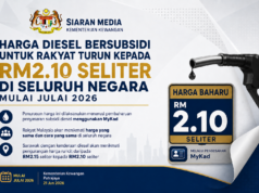 HARGA DIESEL BERSUBSIDI TURUN RM2.10 SELITER MULAI JULAI 2026