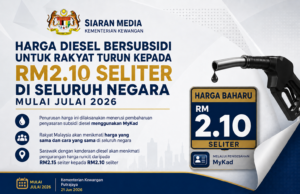 HARGA DIESEL BERSUBSIDI TURUN RM2.10 SELITER MULAI JULAI 2026
