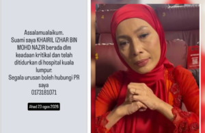 SUAMI AMYZA AZNAN KRITIKAL, DITIDURKAN DI HKL AKIBAT SESAK NAFAS