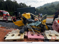 TIGA MAUT, SEORANG PARAH DALAM NAHAS TRELER TANGKI DI GUA MUSANG