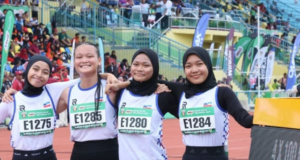 KUARTET 4x100M PEREMPUAN MSS SABAH BUKTI KEHEBATAN RAIH EMAS MSSM